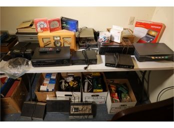 HUGE BASEMENT OFFICE ELECTRONICS LOT ABOVE AND BELOW TABLE