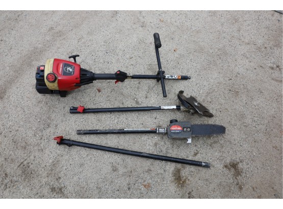 TROY-BILT TB70SS TRIMMER WITH POLE SAW AND OTHER THINGS SHOWN