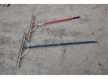 TWO LANDSCAPING RAKES