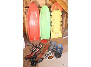 SLEDS AND SKIS AND SNOWSHOE LOT