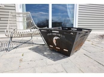 LIVE FREE OR DIE FIREPIT - REALLY HEAVY WITH CHAIR