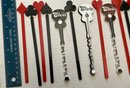 Vintage Collection Of Swizzle Bar Sticks Elvis Rock N Roll Hotel Cancun Glass Christmas Poinsetta