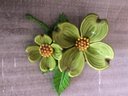 Vintage Green Flower Brooch