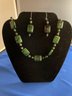 Green Stone Necklace And Earring Set