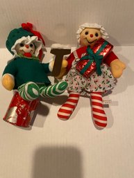 Vintage Kurt Adler Inc Christmas Dolls Set Of 2  Shipping Available