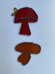 Vintage Handmade Stain Glass Mushrooms Shipping Available