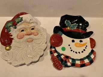 Vintage Fritz & Floyd Christmas Plates Snowmen Plate Santa Plate Shipping Available
