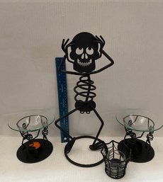 Vintage Party Lite Halloween Skelton Candle & New Bethany Lowe Halloween Decoration