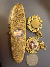 Victorian  Perfume, Compact And Earrings