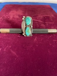 Vintage .925 Feather Turquoise Ring