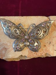 .925 Butterfly And Amethyst Pin