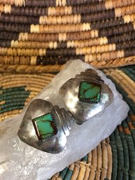 Sterling And Turquoise Clip On Earrings