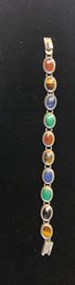 Sterling Bracelet With Multi Natural Stones