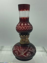 Mini Ruby Cut Glass Oil Lamp