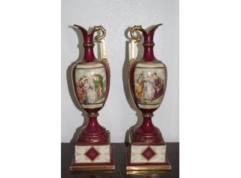 Pair Of Hadpainted Vases