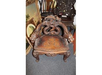 Stunning Dragon Carved Wood Chair