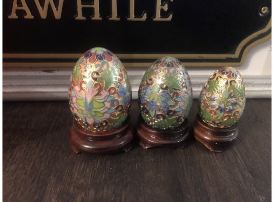 SET OF HAND PAINTED EGGS
