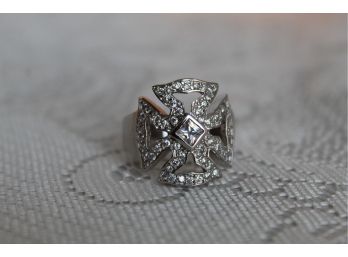 Sterling And Cz Cross Ring