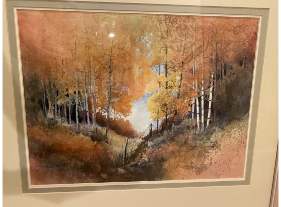 Colorado Artist Dorothy Mendoza Fine Art Watercolor Framed Picture Fall Colors