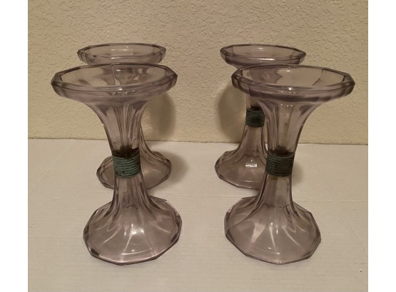 Antique Purple Glass Vase - Set Of 4
