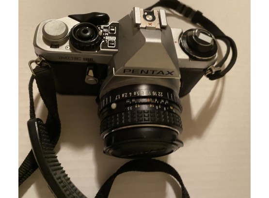 Vintage Pentax ME Super Camera Flash And Lens