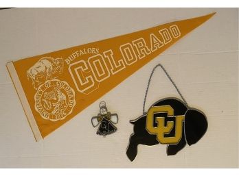University Of Colorado Buffaloe Memoriblia Football Pennant Stain Glass Buffalo Angel