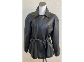 Vintage Womens Studio Siena Black Leather Jacket Size Medium