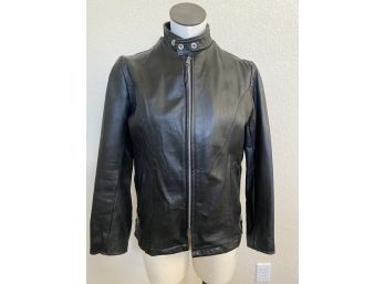 Vintage Womens Black Leather Sears The Leather Shop Jacket Size 12