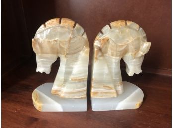Marble Horse Book Ends