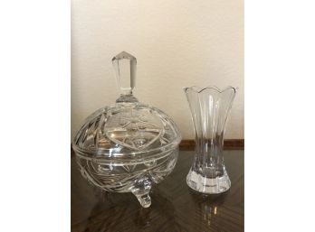 Crystal Vase And Candy Dish