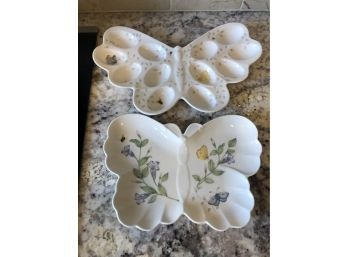 BUTTERFLY EGG PLATE AND RELISH PLATE