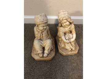 Vintage Booy And Girl Statue