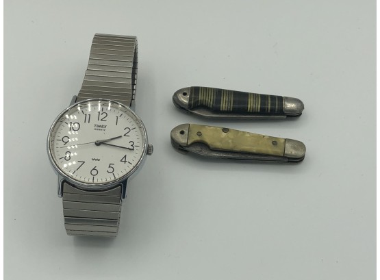 Vintage Pocket Knives And Watch