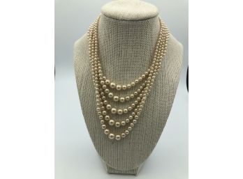 Vintage Four Strand Faux Pearl Necklace