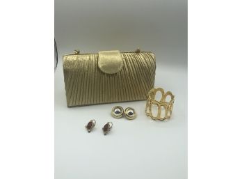 VINTAGE PURSE AND EARRINGS