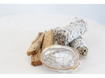 SAGE, PALO SANTO AND ABALONE SHELL FOR INCENSE