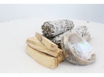 SAGE, PALO SANTO AND ABALONE SHELL FOR INCENSE