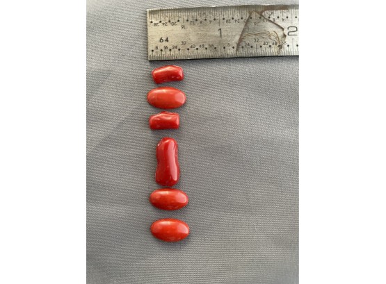 Polished Red Coral Cabochons