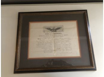 Antique Framed Appointment To Postmaster General
