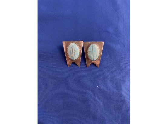 Navajo Mosaic Turquoise Sterling Earrings