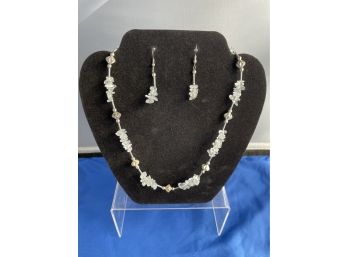 Aquamarine .925 Earring And Necklace Set