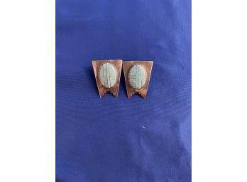 Navajo Mosaic Turquoise Sterling Earrings