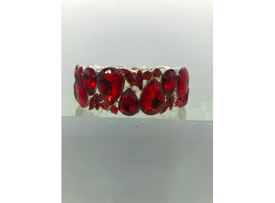 Large Red Rhinestone Bracelet