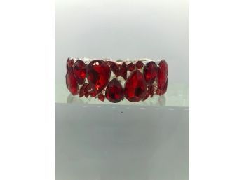 Large Red Rhinestone Bracelet