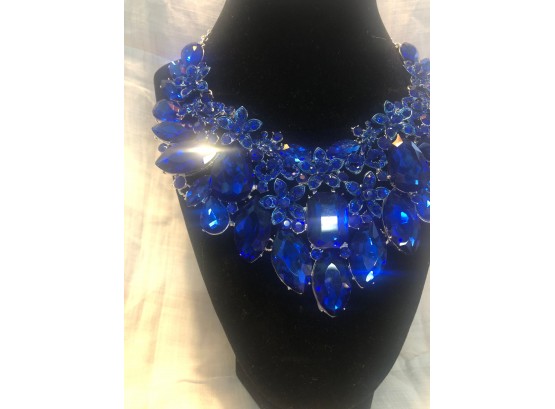 Blue Glass Bib Necklace
