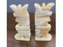 Vintage Onyx Stone Carved Mexican Aztec Bookends Shipping Available