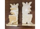 Vintage Onyx Stone Carved Mexican Aztec Bookends Shipping Available