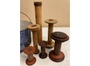 19 Pcs Spools And Other Pieces And Cast Iron Pot