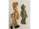 Vintage Bendy Rabbit And Green Dolls