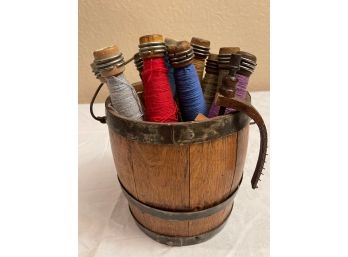 10 Spools And Wooden Bucket